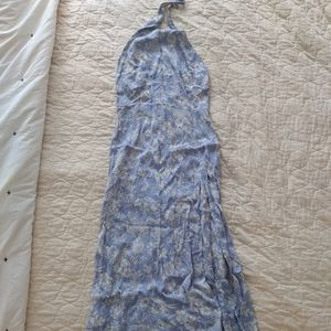 Reformation Blue print Halter maxi dress